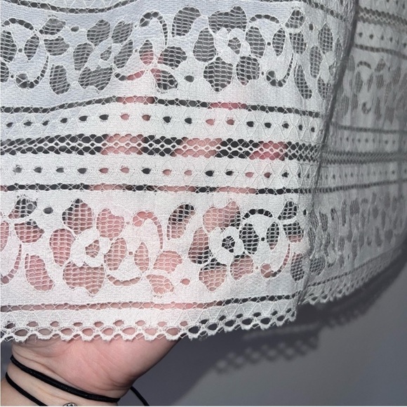 Sandro Paris White Ivory Lace High Neck Sheer Long Sleeve Blouse Classic - Picture 4 of 8